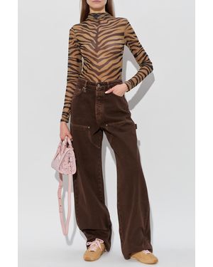 Amiri Top With Animal Motif - Brown
