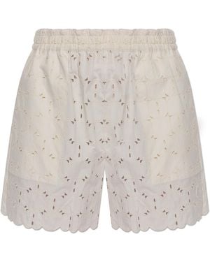 Moncler Shorts With Lace Cutouts - White