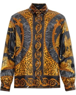 Versace Sequin Shirt With Print - Brown