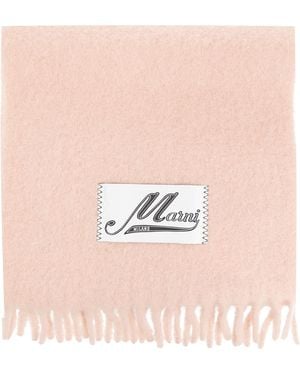 Marni Wool Scarf With Logo - Pink