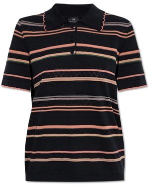 Paul Smith Polo Shirt With Stripe Pattern - Black