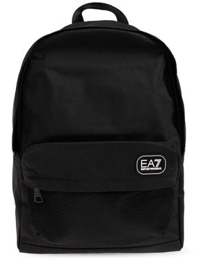 EA7 Backpack With A Logo Patch - Black