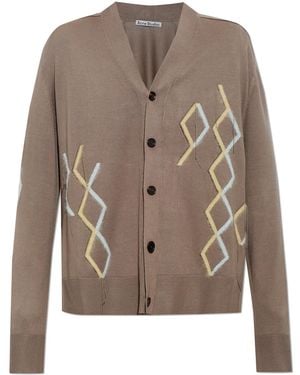 Acne Studios Silk Cardigan With Pattern - Brown