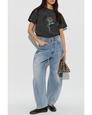 Ganni T-Shirt With Print - Blue
