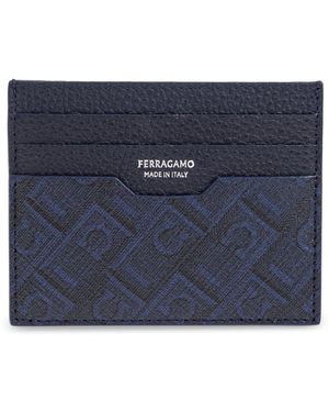 Ferragamo Card Holder With Logo - Blue
