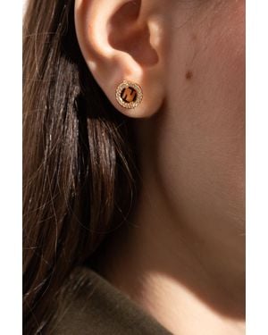 Fendi Earrings With Shimmering Crystals - Brown