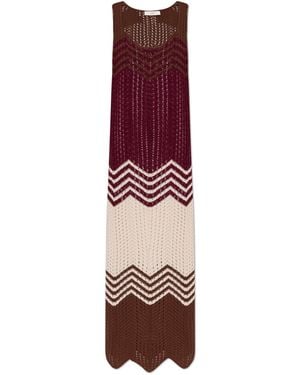 Akep Dress With Decorative Weave - Red