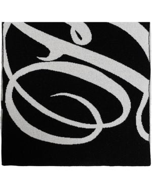 Balenciaga Wool Scarf With Logo - Black