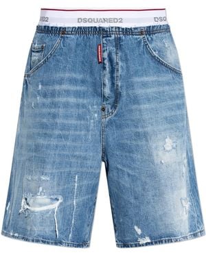DSquared² Denim Shorts With 'Vintage' Effect - Blue
