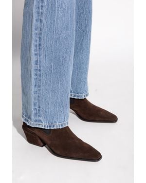 Paris Texas Suede Heeled Ankle Boots "Bettina" - Blue