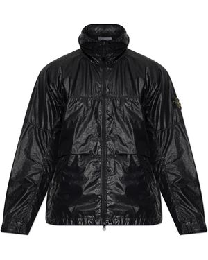 Stone Island Jacket With A Concealed Hood - Black