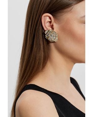 Ferragamo Clip-On Earrings With Shimmering Crystals - Brown
