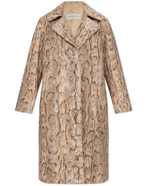 Dries Van Noten Coat With Sequin Trim - Natural