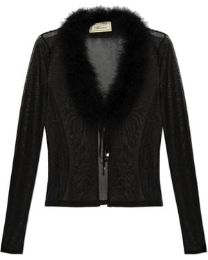 Blumarine Cardigan With Fur - Black