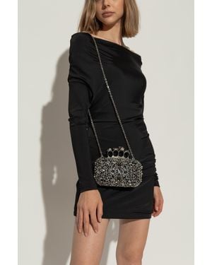 McQueen 'Skull Four Ring' Clutch - Black