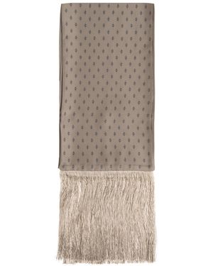 Ferragamo Silk Scarf With Fringes - Natural