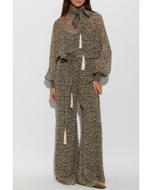 Zimmermann Loose-Fit Patterned Pants - Natural