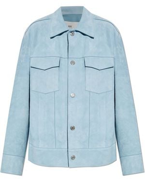 Ami Paris Leather Jacket - Blue