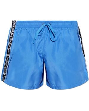 Moschino Swim Shorts With Logo - Blue