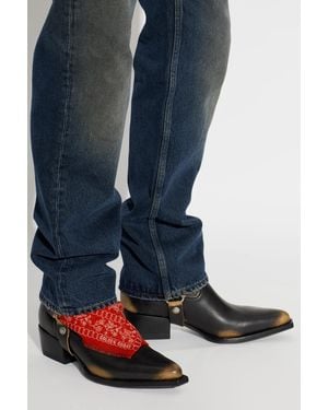 Golden Goose Leather Heeled Ankle Boots 'Debbie' - Blue