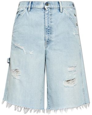 Golden Goose Denim Shorts With Vintage Effect - Blue