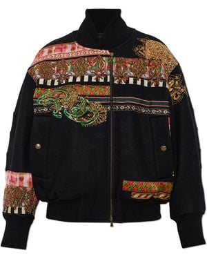 Dries Van Noten Valdi' 'Bomber' Jacket With Appliqués - Black