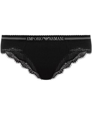 Emporio Armani Briefs With Lace Inserts - Black