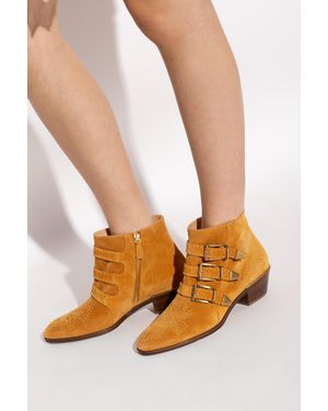 Chloé Suede Heeled Ankle Boots 'Susan' - Orange