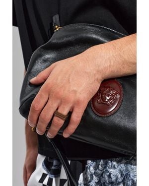 Versace Brass Ring With Logo - Black