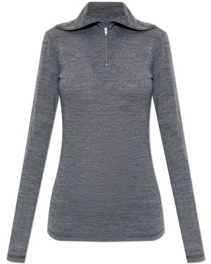Jil Sander Top With A Stand-Up Collar - Grey