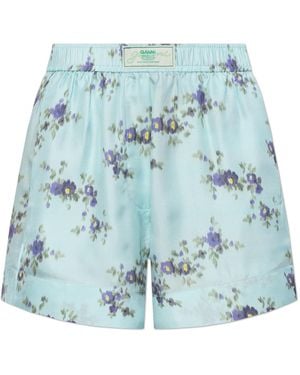 Ganni Silk Shorts - Blue
