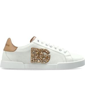 Dolce & Gabbana Leather Sports Shoes With Logo - Metallic