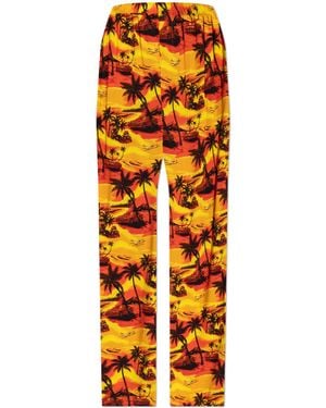 Balenciaga Trousers With Print - Orange