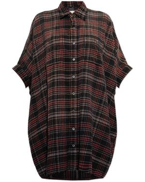 R13 Plaid Pattern Shirt Dress - Brown