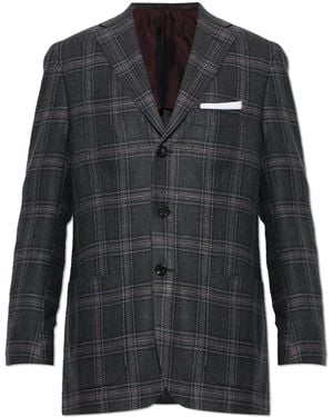Kiton Check-Pattern Blazer - Black