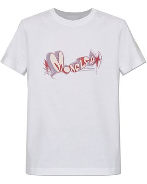 Moncler T-Shirt With Printed Logo - White