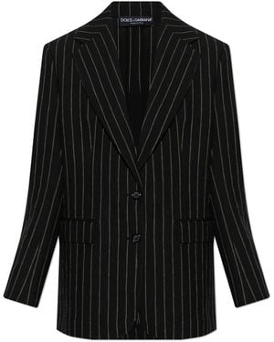 Dolce & Gabbana Oversize Blazer With A Striped Pattern - Black