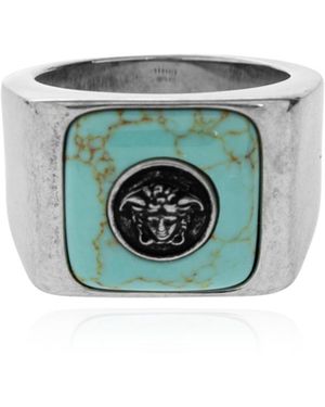 Versace Signet Ring With A Stone - Metallic