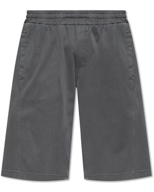 Dolce & Gabbana Cotton Shorts With Logo Appliqué - Grey