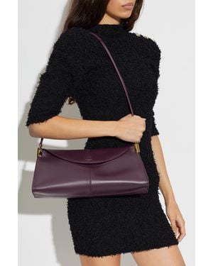 Balmain '64-83 Medium' Leather Bag With Logo - Black