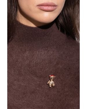 Max Mara Bear-Shaped Brooch - Purple