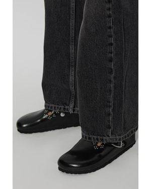 Birkenstock 'Boston Rivet Border Small' Slides - Black