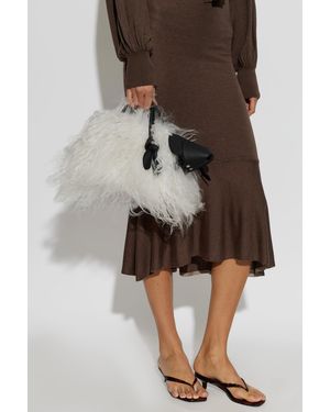 Jacquemus Fur Tote Bag 'Petit Turism' - White