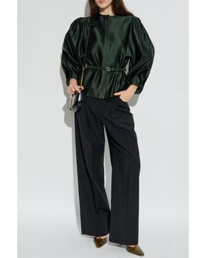 Fendi Wool Pants With Pleats - Black