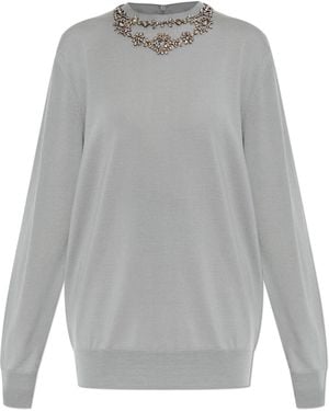 Valentino Garavani Jumper With Sparkling Crystals - Grey