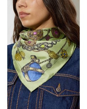 Versace Silk Scarf With "Broken Jewels" Print - Green
