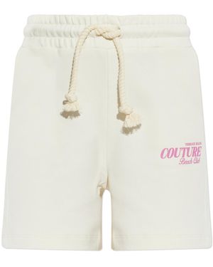 Versace Jeans Couture Sweat Shorts With Printed Logo - White