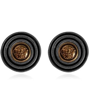 Versace Brass Earrings With Medusa Head - Black