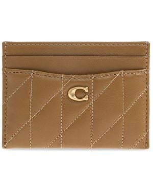COACH Leather Card Holder - Brown