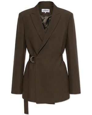 Loewe Wool Blazer With Belt - Brown